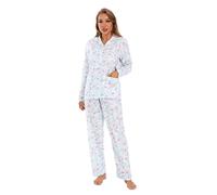GLOBAL Conjunto de Pijama para Mujer 100% Algodón | Parte Superior Con Botones y Parte Inferior Con Cordón | PJS S-XXL