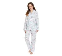 GLOBAL Conjunto de Pijama para Mujer 100% Algodón | Parte Superior Con Botones y Parte Inferior Con Cordón | PJS S-XXL