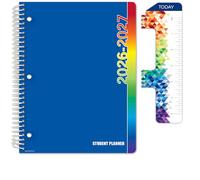Global Datebooks Agenda escolar 2026-2027 de 8.5 x 11 pulgadas, planificador académico semanal y mensual con regla/marcapáginas y calcomanías, ideal para tareas, estilo bloque, colores azules
