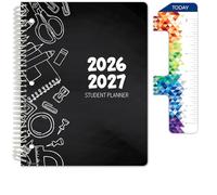 Global Datebooks Agenda escolar 2026-2027 para estudiantes de secundaria y preparatoria de 8.5 x 11 pulgadas, planificador académico semanal y mensual con regla/marcapáginas y calcomanías, ideal para