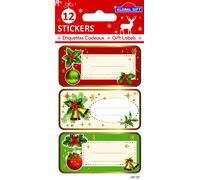 Global gift 12 etiquetas adhesivas de navidad acebo