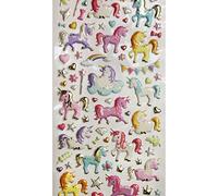 GLOBAL GIFT - Pegatinas reutilizables con relieve, 3D, unicornios, dorados