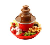 Global Gourmet - Juego de mini fondue de fuente de chocolate con bandeja de servir para fiestas incluida, máquina eléctrica de 3 niveles con base de olla de fusión en caliente, función de mantener