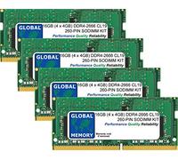GLOBAL MEMORY 16GB (4 x 4GB) DDR4 2666MHz PC4-21300 260-PIN SODIMM Memoria RAM Kit para PORTÁTILES/NOTEBOOKS