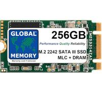 GLOBAL MEMORY 256 GB M.2 2242 NGFF SATA 3 MLC con unidad de estado sólido DRAM (SSD) - (grado industrial, ultra fiable)