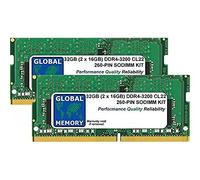GLOBAL MEMORY 32GB (2 x 16GB) DDR4 3200MHz PC4-25600 260-PIN SODIMM Memoria RAM Kit para Ordenador PORTÁTILES/NOTEBOOKS