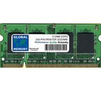 GLOBAL MEMORY 512MB DDR2 200-PIN SODIMM Memoria RAM para IMPRESORAS (A0634786, 311-3743, CC411A, 311-9609, 097S03635)