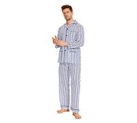 GLOBAL Pijamas Hombre Largos Pantalones Ropa de Dormir Conjunto de Algodón Pijama para Hombre con Bolsillos y Cordón,S