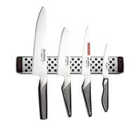 Global Set 4 Cuchillos (G-2, Cocinero, 20cm, GS-5, Vegetales, 15cm, GS-11, utilitario Flexible, 15cm, y GS-38, puntilla, 9cm) y una Barra magnética, 31cm (G-42/31), G-251138/M30