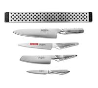 Global Set 4 Cuchillos (G-2, Cocinero, 20cm, GS-5, Vegetales, 15cm, GS-11, utilitario Flexible, 15cm, y GS-38, puntilla, 9cm) y una Barra magnética, 31cm (G-42/31), G-251138/M30