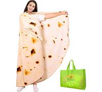 Global Tronics Manta Burrito Tortilla 180cm Doble Cara, Redonda de Novedad Gigante Taco Cobija Franela Suave y Acogedora Comida Realista Toalla de Felpa para Niños Adultos Familia