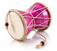 Global Village Bazaar Hecho a mano Madera Cuero Clásico Indian Folk Dumroo Damroo Damaru Juego de tambor de mano Percusión Colección decorativa Música Instrumentos musicales del mundo Rosa 10 cms