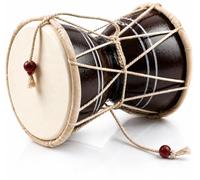 Global Village Bazaar Hecho a mano Madera Cuero Clásico Indian Folk Dumroo Damroo Damaru Juego de tambor de mano Percusión Colección decorativa Música Instrumentos musicales del mundo Marrón 12 cms