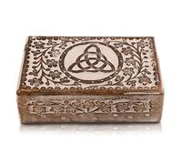 Global Village Bazaar Joyero de madera decorativo Hecho a mano Caja del tesoro Caja de recuerdos Cofre del tesoro Juego de joyas Titular Caja de bloqueo Caja de reloj Blanco 20 x 12 x 6 cms
