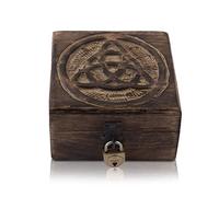 Global Village Bazaar Joyero de madera decorativo Hecho a mano con cerradura y llave Caja de recuerdo Cofre del tesoro Titular de la baratija Caja de almacenamiento Antiguo 10 x 10 x 6 cms