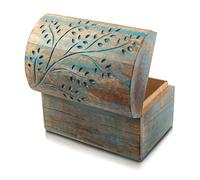 Global Village Bazaar Joyero de madera decorativo Hecho a mano, Joyero de tesoro,caja de recuerdo, Joyero, juego de joyas, caja de seguridad, caja de paraguas Azul 22 x 15 x 15 cms