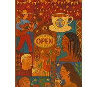 Global Village Coffeehouse Fall Composition Notebook: Gift for Fall: Coffee Lovers, Vintage, School, Work, Study