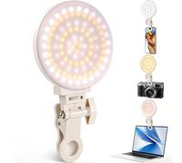 GlobalCrown Foco Movil Portatil con 100 LED, Anillo de luz para movil Recargable con Clip,3 Modos de Foco luz movil de Celular/Cámara Fotos/portátil, Maquillaje, Youtube, TikTok, fotografía