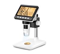 GlobalCrown Microscopio Digital para Niños/Adultos,Pantalla de 4,3 Pulgadas Microscopio portátil con 8 Luces LED Ajustables, Microscopio electrónico con 50-1000X aumentos, Compatible Windows/Mac