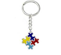 GlobalDeal Direct Llavero colorido para concienciación sobre el autismo, pieza de rompecabezas, llavero de coche, regalo unisex - Multicolor, multicolor, M, Esmalte, cadena, encanto, clásico