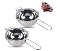 GLOBALDREAM Cazo Baño María, 2 Piezas 400 ml Olla para Baño María Recipiente Fundir Chocolate Melting Pot para Derretir Chocolate, Dulces, Mantequilla, Queso y Velas, Inoxidable 304