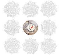 GLOBALDREAM Redondos Salvamanteles Ahuecados, 8 Piezas Manteles Individuales Mantel Individual Tapetes para Mesa de Comedor Kitchen Placemat (Plata, 38cm)