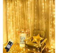 GlobaLink Cortina Luces Navidad Exterior 2Mx3M, Luces Navidad Exterior 300LEDs IP44 Impermeable,8 Modos y Función Memoria,Decoracion Navidad Fiesta,Boda,Casa,Ventana,Patio,Jardín,Bar-Blanco Cálido