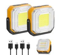 Globalink Foco LED Recargable-Paquete de 2 | Focos LED Trabajo 1200LM, Lámparas Recargables para Camping, Foco de Bateria para Oficina, Obra, Taller Mecánico