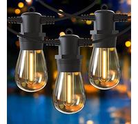 GlobaLink Guirnalda Luces Exterior, 16M/53ft Cadena de Luces 15+1 Vintage Edison S14 LED Bombillas IP65 Impermeable Guirnaldas Luminosas Decoración para Fiesta Navidad Boda Jardín Terraza Patio