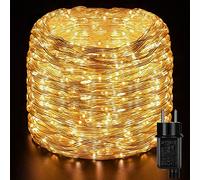 GlobaLink Tubo LED Navidad Exterior 1000LEDs 50M, Manguera de Luces IP44 Impermeable, Tira Luces de Cable PVC, 8 Modos para Decoración de Jardín,Terraza,Casa-Blanco Cálido