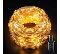 GlobaLink Tubo LED Navidad Exterior 500LEDs 25M, Manguera de Luces IP44 Impermeable, Tira Luces de Cable PVC, 8 Modos para Decoración de Jardín,Terraza,Casa-Blanco Cálido