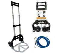 Globalmix Carretilla de Carga Plegable de Aluminio Capacidad 80kg 176lbs con Elástico - Carrito para Viajes, Mudanza con Asa Telescópica