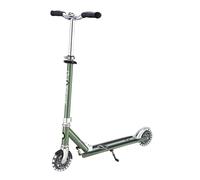 Globber - Flow Element Lights - Patinete Plegable de 2 Ruedas con luz LED, Freno Trasero y Manillar Ajustable, Desde los 5 años, para niños y Adolescentes - Verde Oliva