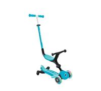 Globber - GO•UP Active Lights 360 - Patinete evolutivo con Asiento Giratorio 360°, reposapiés, Luces LED y 3 Ruedas, para niños de 15 Meses a 6 años - Azul Aqua