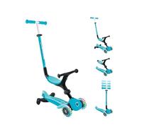 Globber - GO•UP Active Lights 360 - Patinete evolutivo con Asiento Giratorio 360°, reposapiés, Luces LED y 3 Ruedas, para niños de 15 Meses a 6 años - Azul Aqua