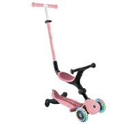Globber - GO•UP Active Lights 360 - Patinete evolutivo con Asiento Giratorio 360°, reposapiés, Luces LED y 3 Ruedas, para niños de 15 Meses a 6 años - Rosa Pastel