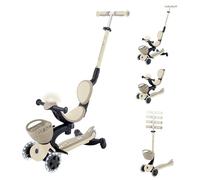 Globber GO•UP Baby 360 Lights - Patinete escalable de 3 Ruedas con Asiento y Respaldo, para niños de 15 Meses a 6 años, Color Gris