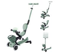 Globber GO•UP Baby 360 Lights - Patinete escalable de 3 Ruedas con Asiento y Respaldo para niños de 15 Meses a 6 años, Verde Salvia