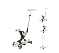 Globber - GO•UP Deluxe Lights Eco 360 - Patinete evolutivo de 3 Ruedas con Asiento Giratorio 360°, reposapiés, Luces LED y Materiales sostenibles, de 15 Meses a 6 años - Beige Coco