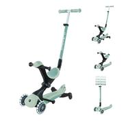 Globber - GO•UP Deluxe Lights Eco 360 - Patinete evolutivo de 3 Ruedas con Asiento Giratorio 360°, reposapiés, Luces LED y Materiales sostenibles, de 15 Meses a 6 años - Verde Pistacho