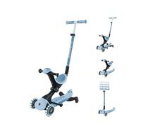 Globber - GO•UP Deluxe Lights Eco 360 - Patinete evolutivo de 3 Ruedas con Asiento Giratorio 360°, reposapiés, Luces LED y Materiales sostenibles, de 15 Meses a 6 años - arándano