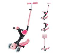 Globber GO UP Deluxe Lights - Patinete escalable de 3 Ruedas con Asiento, para niños de 15 Meses a 6 años, Color Rosa
