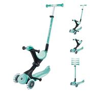 Globber GO UP Deluxe Lights - Patinete evolutivo de 3 Ruedas con Asiento, para niños de 15 Meses a 6 años, Verde Menta