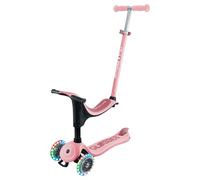 Globber - GO•UP Sporty Lights - Patinete evolutivo de 3 Ruedas con Asiento Desmontable, reposapiés y Luces LED, para niños de 15 Meses a 6 años - Color Rosa Pastel