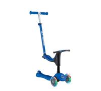 Globber - GO•UP Sporty Lights - Patinete evolutivo de 3 Ruedas con Asiento Desmontable, reposapiés y Luces LED, para niños de 15 Meses a 6 años - Color Azul Oscuro