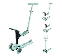 Globber - GO•UP Sporty Lights - Patinete evolutivo de 3 Ruedas con Asiento Desmontable, reposapiés y Luces LED, para niños de 15 Meses a 6 años - Color Verde Menta
