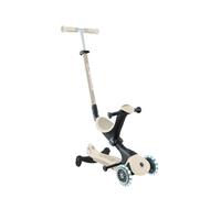 Globber - GOUP Deluxe Lights Eco 360 - Patinete evolutivo de 3 Ruedas con Asiento Giratorio 360, reposapiés, Luces LED y Materiales, de 15 Meses a 6 años - Beige Coco