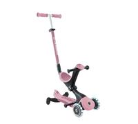 Globber - GOUP Deluxe Lights Eco 360 - Patinete evolutivo de 3 Ruedas con Asiento Giratorio 360, reposapiés, Luces LED y Materiales de Composite, de 15 Meses a 6 años - Rosa Baya