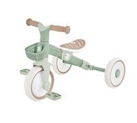 GLOBBER Learning Trike 2 en 1 Plus Eco - Triciclo y bicicleta para niños de 8/7 pulgadas, sillín TPR regulable en altura, verde salvia