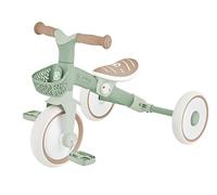GLOBBER Learning Trike 2 en 1 Plus Eco - Triciclo y bicicleta para niños de 8/7 pulgadas, sillín TPR regulable en altura, verde salvia